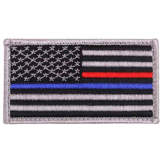 Rothco Thin Blue Line  Thin Red Line US Flag Patch - Hook Back